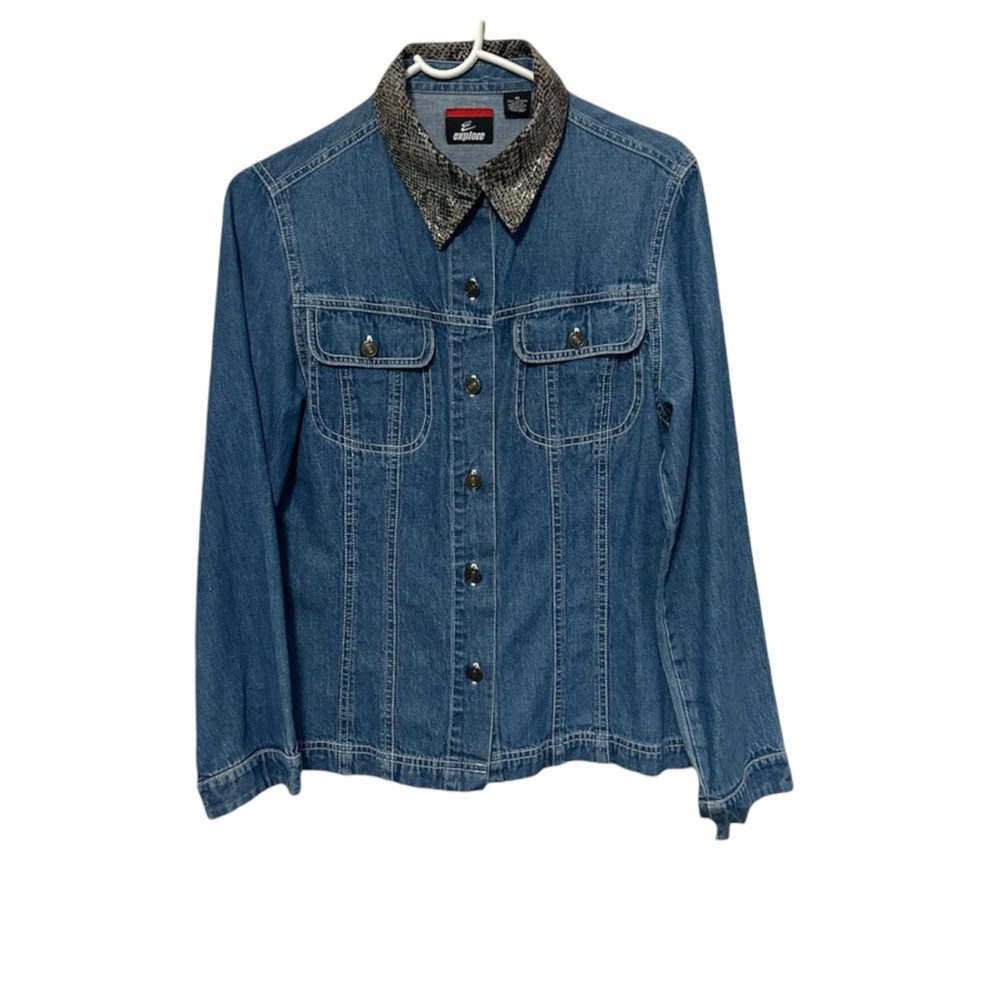 Women's Long Sleeve Denim Button Front Shirt Size Medium